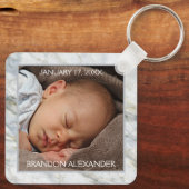 Custom Elegant Blauw Grijs Marmeren Patroon Keepsa Sleutelhanger (Achterkant)