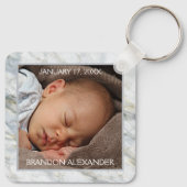 Custom Elegant Blauw Grijs Marmeren Patroon Keepsa Sleutelhanger (Achterkant)