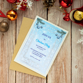 Custom Elegant Blauw Luxe Kerstmis Uitnodiging