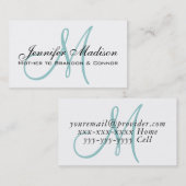Custom Elegant Blauw Monogram Mama Belkaart Contactkaartje (Voorkant / Achterkant)
