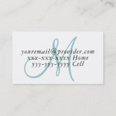 Custom Elegant Blauw Monogram Mama Belkaart Contactkaartje (Achterkant)