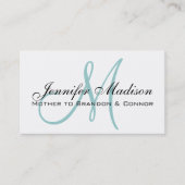 Custom Elegant Blauw Monogram Mama Belkaart Contactkaartje (Voorkant)