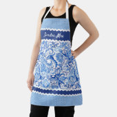 Custom Elegant Blauw Wit Bloemen Paisley Patroon Schort (Insitu)