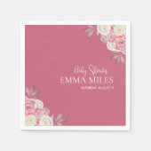 Custom Elegant Bloemen Roze Baby shower Servet (Voorkant)