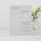 Custom Elegant Blush Roze Grijs Bladeren Bruiloft Kaart (Staand voorkant)