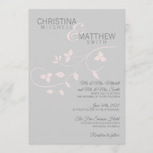 Custom Elegant Blush Roze Grijs Bladeren Bruiloft