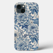 Custom Elegant Boho Chic Blue Blossom Case-Mate iPhone Case (Achterkant)