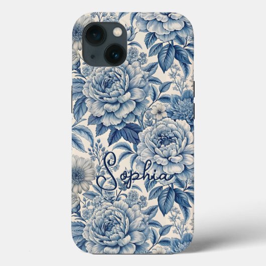 Custom Elegant Boho Chic Blue Blossom Case-Mate iPhone Case (Achterkant)