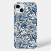 Custom Elegant Boho Chic Blue Blossom Case-Mate iPhone Case (Achterkant)