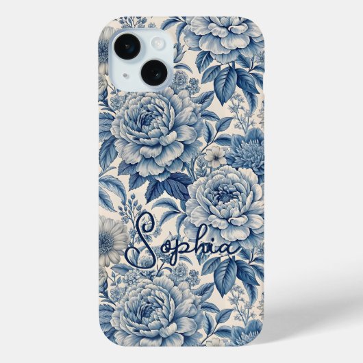 Custom Elegant Boho Chic Blue Blossom Case-Mate iPhone Case (Achterkant)