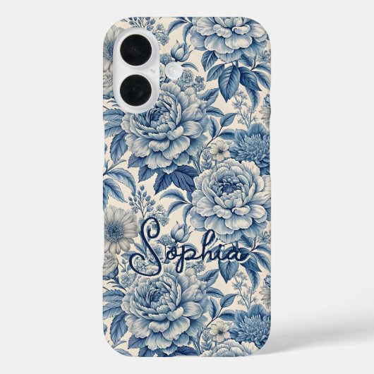 Custom Elegant Boho Chic Blue Blossom Case-Mate iPhone Case (Achterkant)