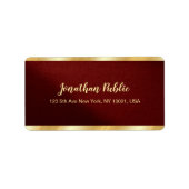Custom Elegant Bordeaux & Gold Template Address Etiket (Voorkant)