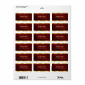 Custom Elegant Bordeaux & Gold Template Address Etiket (Full Sheet)