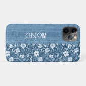 Custom Elegant Botanisch Blauw Faux Denim Look Case-Mate iPhone Case (Achterkant (horizontaal))