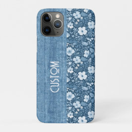 Custom Elegant Botanisch Blauw Faux Denim Look Case-Mate iPhone Case