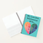 Custom Elegant Broken Heart Love Hate Blue Journal Notitieboek (Binnen)