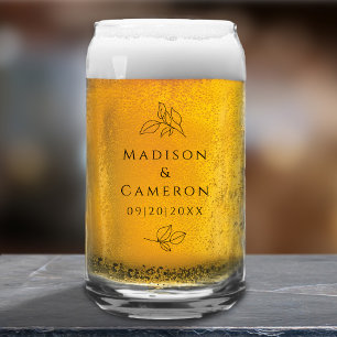 Custom Elegant Bruiloft Paar Chic Zwart Party Blikvorm Glas