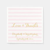 Custom Elegant Bruiloft Roze Strepen Papieren serv Servetten (Voorkant)