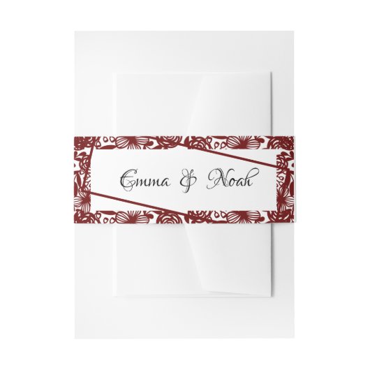 Custom Elegant Bruiloft Wit en Waroon Uitnodigingen Wikkel (Voorkant Voorbeeld)