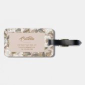 Custom Elegant Chic Big Camellia Bloem Roze Goud Bagagelabel (Achterkant horizontaal)