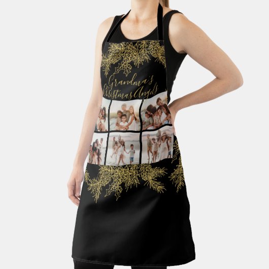 Custom Elegant Christmas Photo Collage Grandma's Schort (Insitu)