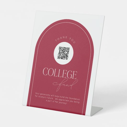 Custom Elegant College Fund QR Code voetstuk teken Reclamebord Met Voetstuk (Voorkant)