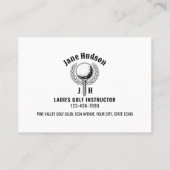Custom Elegant Dames Golf Monogram Ontwerp Visitekaartje (Achterkant)