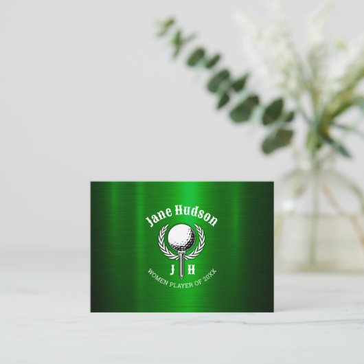 Custom Elegant Dames Golf Monogram Ontwerp Visitekaartje (Staand voorkant)