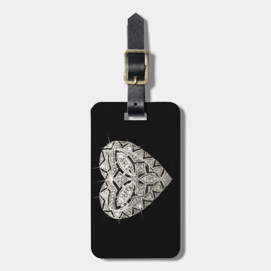 Custom Elegant Designer Heart Bagagelabel (Voorkant verticaal)