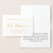 Custom Elegant Doctor White Coat Gefeliciteerd Folie Kaarten (Display)