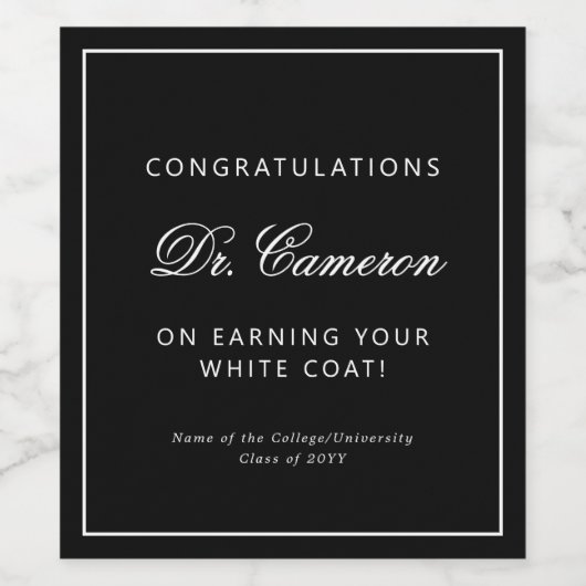 Custom Elegant Doctor White Coat Gefeliciteerd Wijn Etiket (Enkel label)
