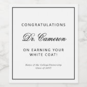 Custom Elegant Doctor White Coat Gefeliciteerd Wijn Etiket (Enkel label)