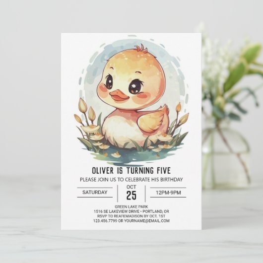 Custom Elegant Duck Verjaardag Kaart (Staand voorkant)