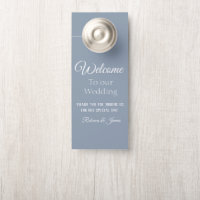 Custom Elegant Dusty Blauw & Wit Huwelijk Welkom