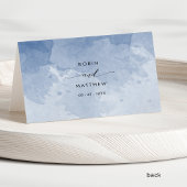 Custom Elegant Dusty Blue Waterverf Place Card Kaart