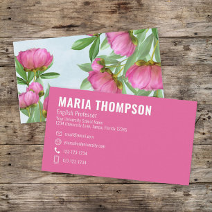 Custom Elegant Eenvoudig Stijlvol Roze Chique Bloe Visitekaartje