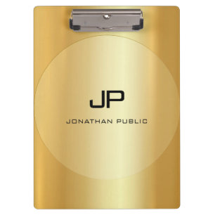 Custom Elegant Faux Gold Monogram Classic Sjabloon Klembord
