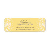 CUSTOM  elegant filigraan damast bord geel Etiket (Voorkant)