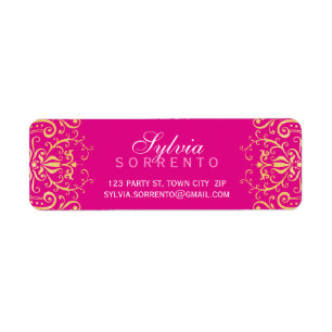 CUSTOM elegant filigraan damast roze goud Etiket