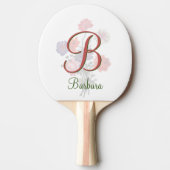 Custom Elegant Floral Name and Monogram Ping Pong Tafeltennisbatje (Voorkant)