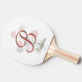 Custom Elegant Floral Name and Monogram Ping Pong Tafeltennisbatje (Zijkant)