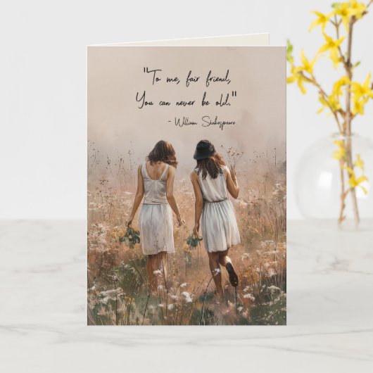 Custom Elegant Floral Vriendschap Quote Verjaardag Kaart (Gele Bloem)