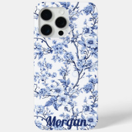 Custom Elegant Frans  Blauw Bloemen Gift iPhone 15 Pro Max Hoesje