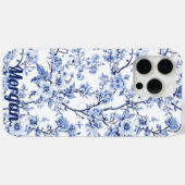 Custom Elegant Frans  Blauw Bloemen Gift Case-Mate iPhone Case (Achterkant (horizontaal))