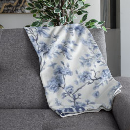 Custom Elegant Frans  Blauw Bloemen Gift Fleece Deken