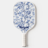 Custom Elegant Frans  Blauw Bloemen Gift Pickleball Paddle (Voorkant)
