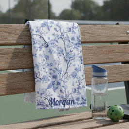 Custom Elegant Frans  Blauw Bloemen Sport Handdoek