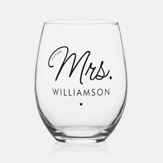 Custom Elegant Future Mrs Modern Verloving Wijnglas Zonder Voet (Voorkant)