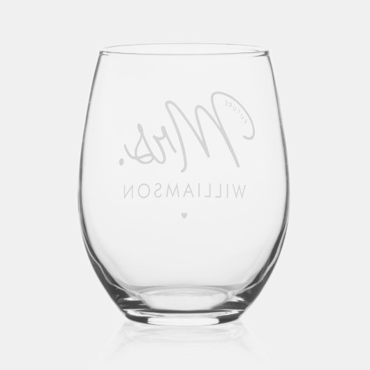 Custom Elegant Future Mrs Modern Verloving Wijnglas Zonder Voet (Achterkant)