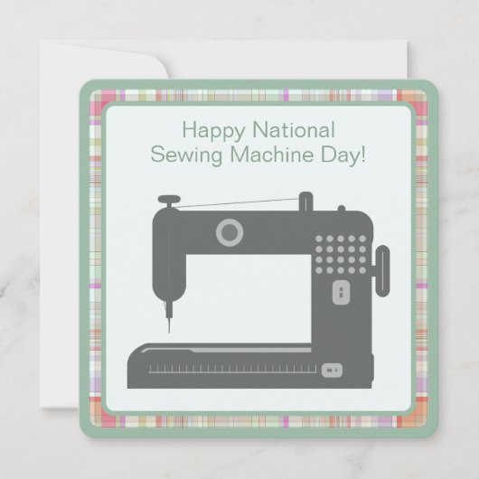 Custom Elegant Gelukkig Naaimachine Dag DIY Art Feestdagenkaart (Voorkant)